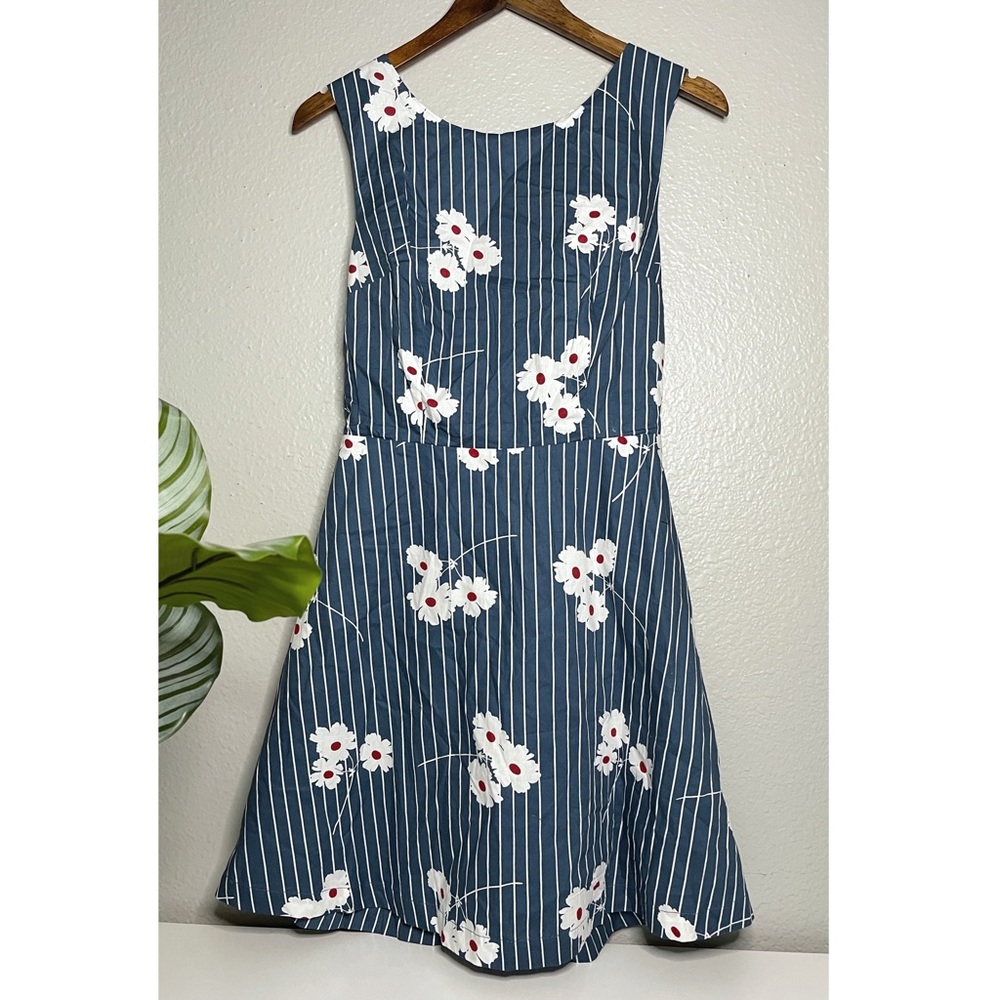 NWT ModCloth Striped Floral Open Back Mini Dress